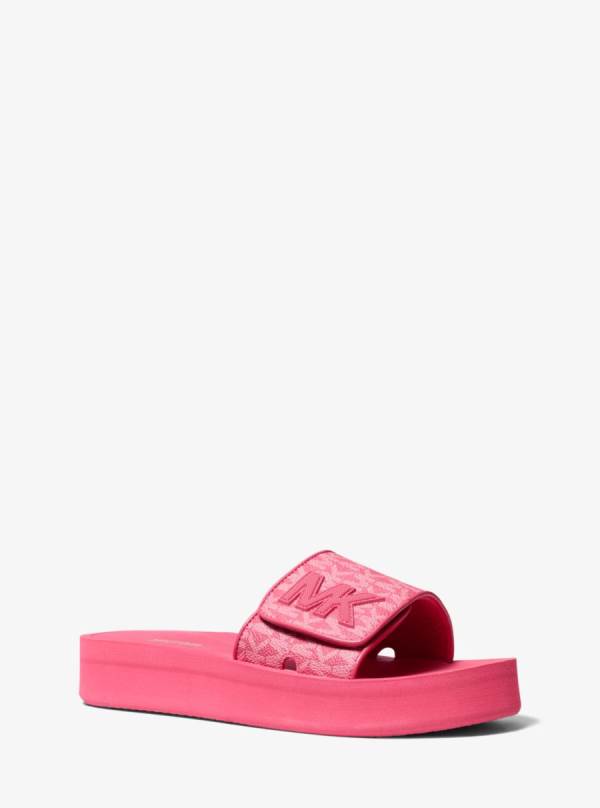 Damske Slapky Michael Kors Logo Platform Červené - Topanky Michael Kors Outlet | ABPTN-7960